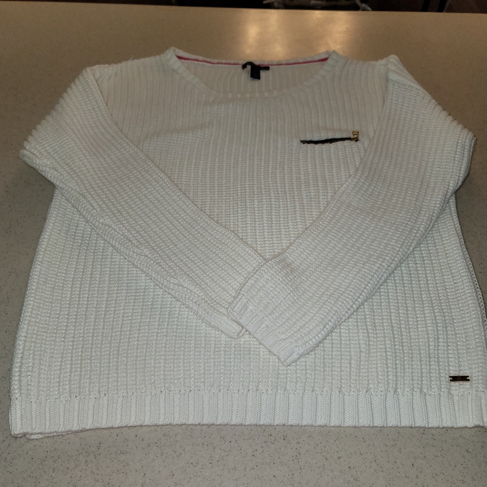 TOMMY HILFIGER creamy white gold sweater sz. xl